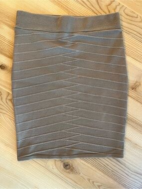 Charlotte Russe Shimmery Taupe Chevron Pencil Skirt